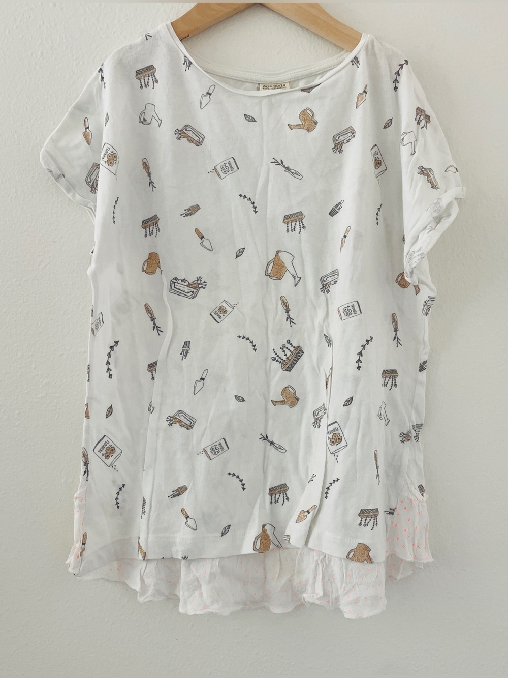 Zara Girls Garden Theme Short Sleeve Tee Tshirt